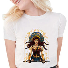Load image into Gallery viewer, New Summer Women's Fashion Wonder Woman Printed T-shirts Cool Soft Cotton Short Sleeve White Tops S1260