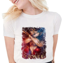 Load image into Gallery viewer, New Summer Women's Fashion Wonder Woman Printed T-shirts Cool Soft Cotton Short Sleeve White Tops S1260