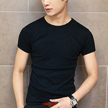 Load image into Gallery viewer, Simple Summer Men Short Sleeve Round Collar New Solid Color Casual Slim Fit T-shirt Men's Clothing Male Tops Shirt~